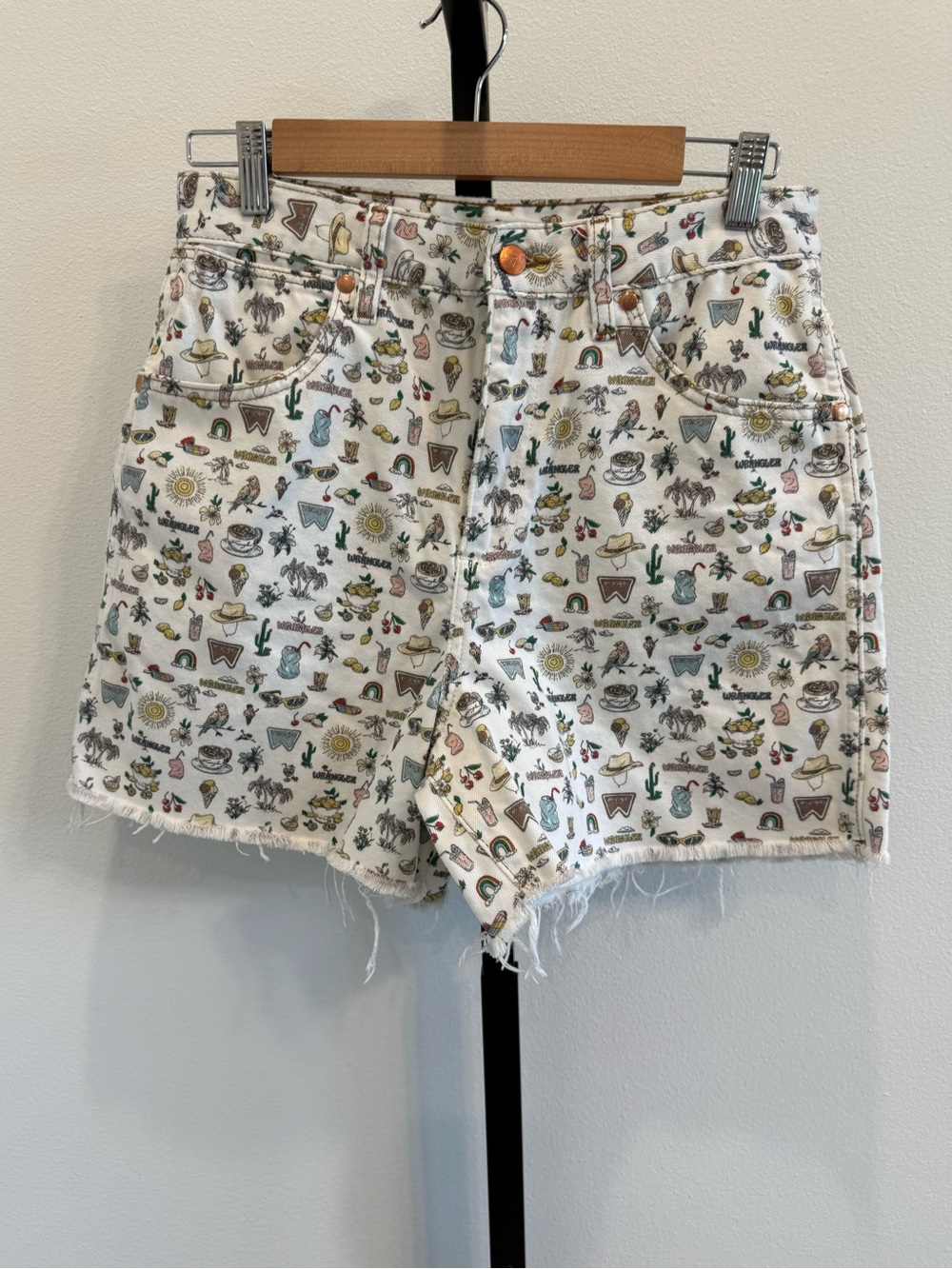 Wrangler x Free People Donna Denim Short in Allover Whimsy Print Novelty Western